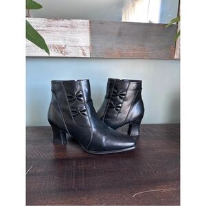 Sara Elegant Black Ankle Boots with Bow Accents